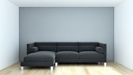 Modern bright interiors apartment with mockup poster frame 3D rendering