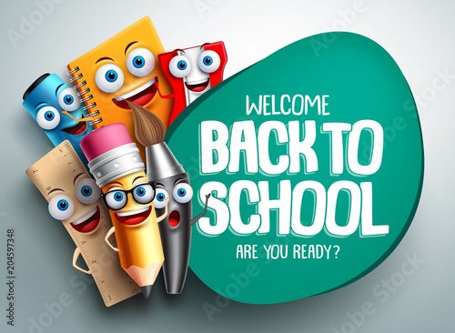 Back To School Vector Banner Design With Colorful Funny School
