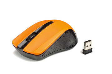 Computer wireless mouse on white background