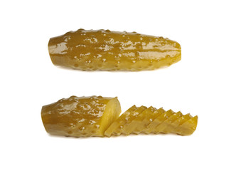 Pickled cucumber on white background