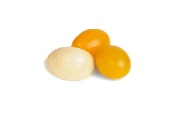 pickled tomatoes on white background