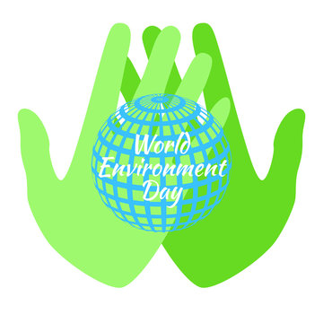 World Environment Day. Hands holding a Earth.