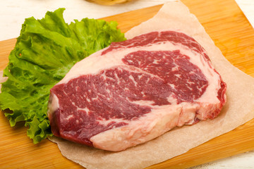 Rib eye raw steak