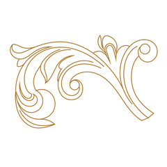 Golden vintage baroque ornament, corner. Retro pattern antique style acanthus. Decorative design element filigree calligraphy vector. - stock vector