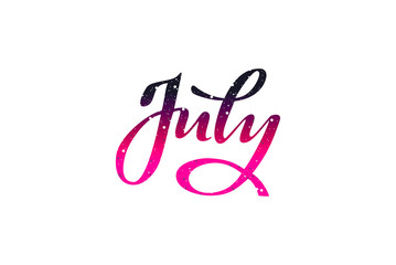 June, July, August summer months handwritten lettering poster. Vector illustration EPS 10.