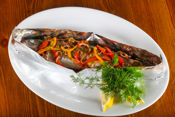 Baked trout with vegetables