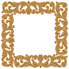 Golden vintage baroque ornament, corner. Retro pattern antique style acanthus. Decorative design element filigree calligraphy vector. - stock vector