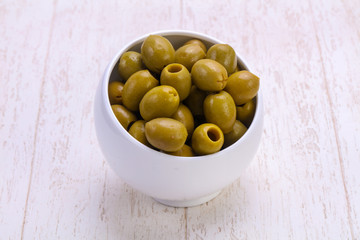 Pickled olives in the bowl