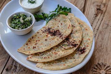 Traditional Azerbaijani qutab flatbread 