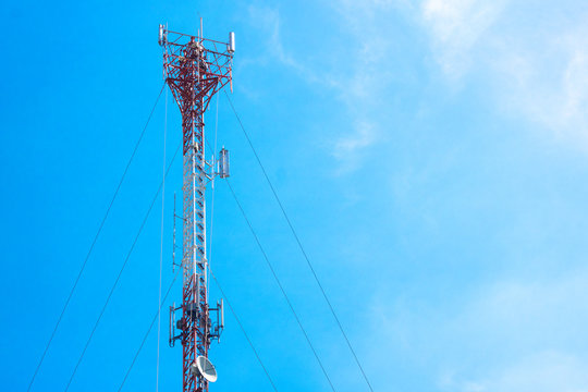 antenna cellular boardcast network with blue sky