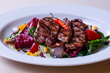 Grilled pork with vegetables