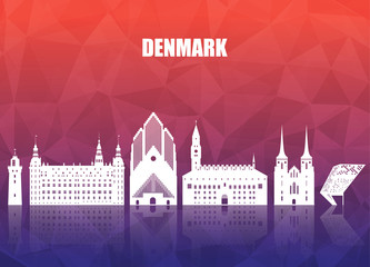 Naklejka premium Denmark Landmark Global Travel And Journey paper background. Vector Design Template.used for your advertisement, book, banner, template, travel business or presentation.