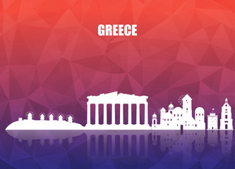 Greece Landmark Global Travel And Journey paper background. Vector Design Template.used for your advertisement, book, banner, template, travel business or presentation.