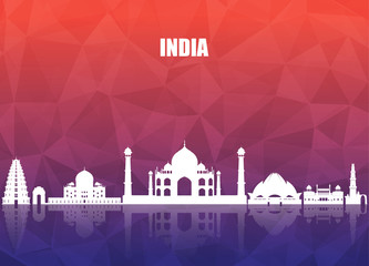 India Landmark Global Travel And Journey paper background. Vector Design Template.used for your advertisement, book, banner, template, travel business or presentation.