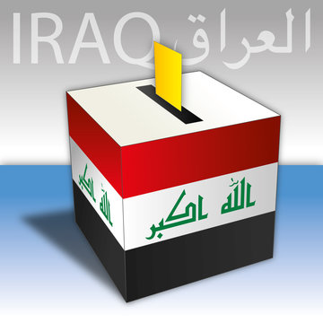 Iraq elections, box vote with flag, map and symbols