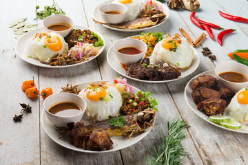 various malaysian rice and dishes