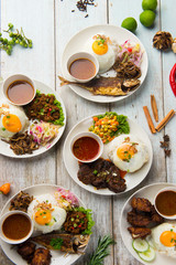 various malaysian rice and dishes