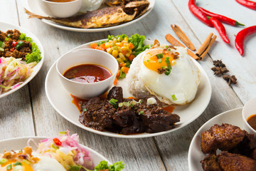 various malaysian rice and dishes