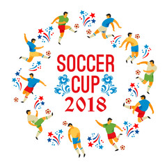 Soccer Cup. Flat vector illustration with soccer players.