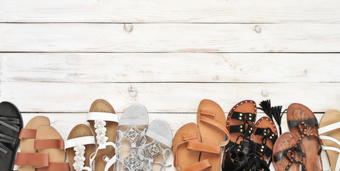 Set of various leather sandals