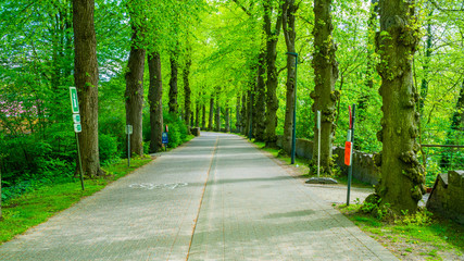 Minnewater park in Bruges, Belgium