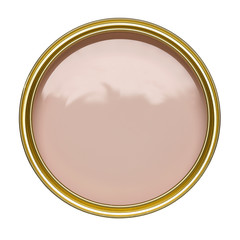 TIN OF OPEN PALE PINK PAINT ISOLATED ON WHITE BACKGROUND