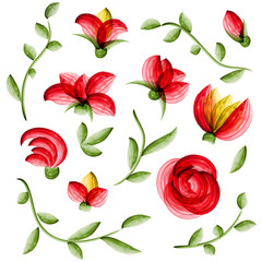 Watercolor vector floral elements