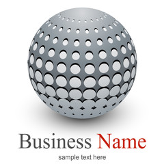 Logo, abstract sphere with halftone shape, vector 3D design.