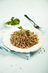 Cooked buckwheat with parsley