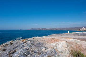 The sea in Calabardina under the blue sky, Murcia