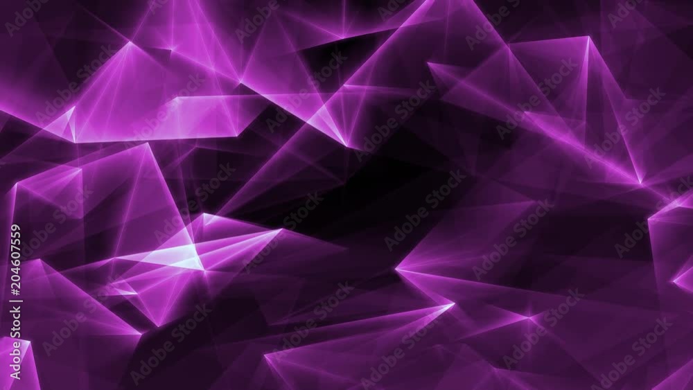 Wall mural purple glowing lines shapes polygons background loop