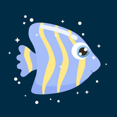 Cute little  fish  vector illustration. Flat design