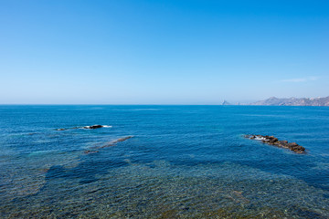 The sea in Calabardina under the blue sky, Murcia