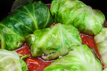 The cabbage stuffed with meat. Cabbage Rolls.