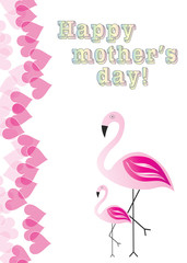 happy mothers day with flamingos vector illustration