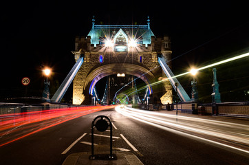 Towerbridge with light trails 
