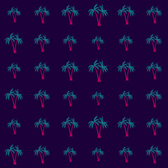 Coconut palm tree pattern textile material tropical forest background. Holiday vector fabric repeating pattern. Minimalist tropical plants, coconut trees, beach palms textile background design.