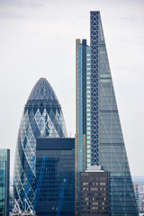 City of London one of the leading centers of global finance. Skyline on a beautiful summer day.