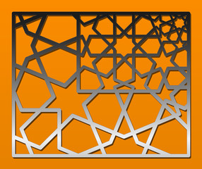 Decorative panel of oriental style. For laser cutting.