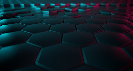 Obraz premium Abstract Hexagon Metal Surface Closeup With Soft Focus.3D Rendering