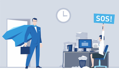 Superhero Comes to the Aid of an Office Worker