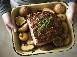 Baked ham food photography recipe idea