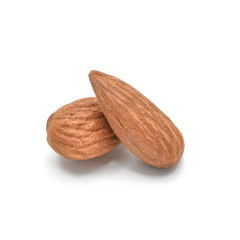 group of almonds isolated on white background.