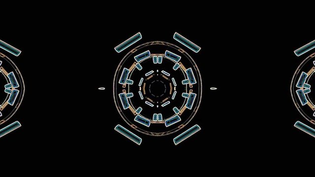 Color lines drawn ornamental kaleidoscope ethnic tribal psychedelic pattern animation black background loop New quality holiday native universal motion dynamic cool nice joyful music video