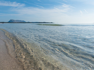 La Cinta beach, Sardinia, Italy sunny white beach with view of island