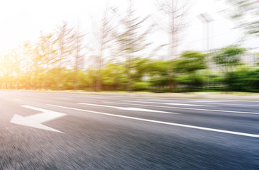 empty road with panoramic city skyline