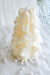 candle, white beads