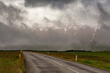 Road in Iceland in rural area, Road trip around Iceland.