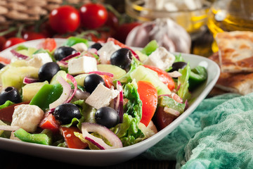Greek salad with fresh vegetables