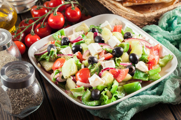 Greek salad with fresh vegetables